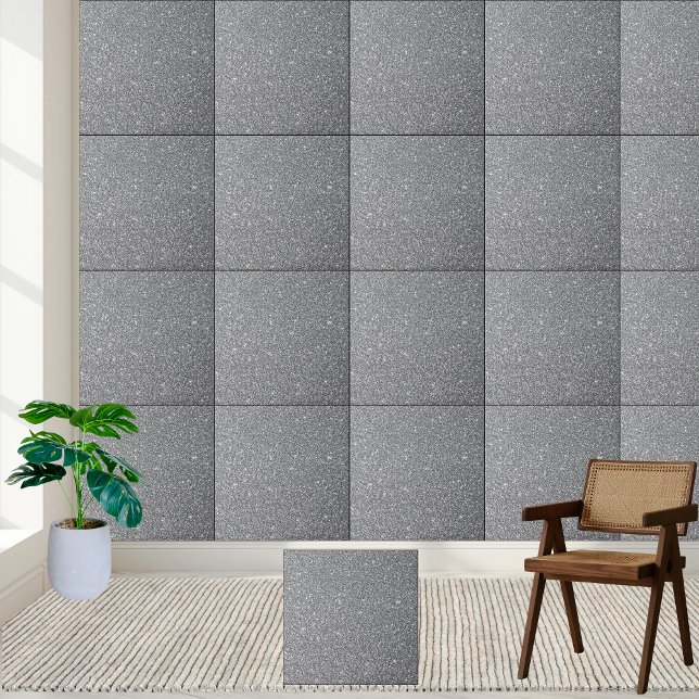 Funkelnd Keramik aus metallischem Silber Fliese (Sparkly Metallic Silver Glitter Ceramic Tile)