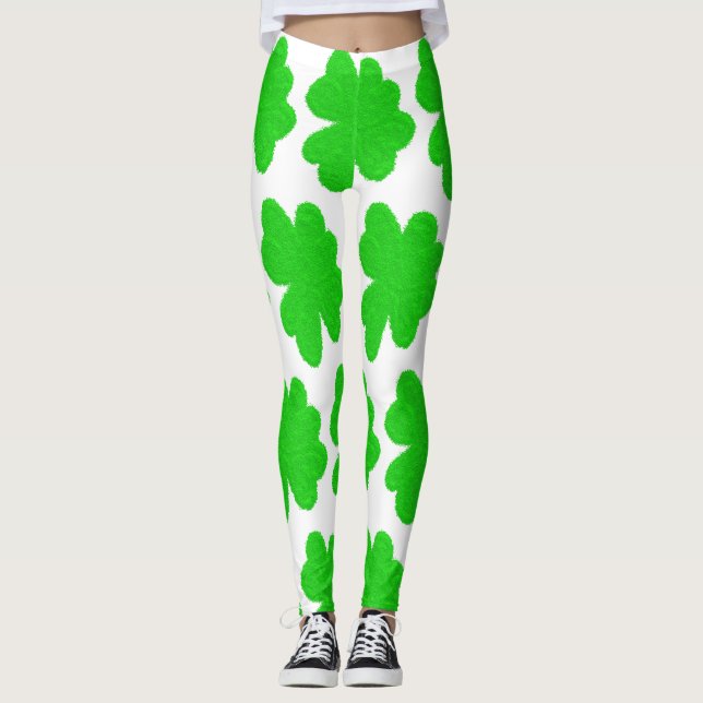 Funkelnd Kleeblatt mit Glück am St. Patrick's Day Leggings (Vorderseite)