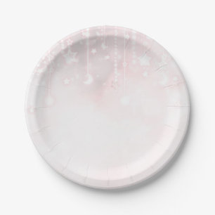 Funkelnd kleiner Stern Roségold Babyshower Pappteller