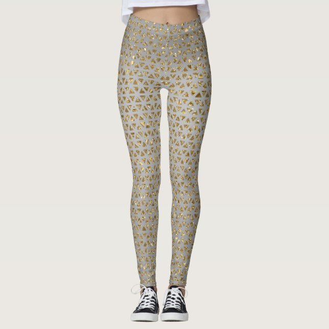 Funkelnd Leggings aus Gold (Vorderseite)