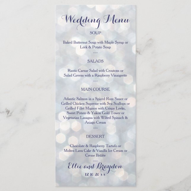 Funkelnd Lights Wedding Menu Menükarte (Vorderseite)
