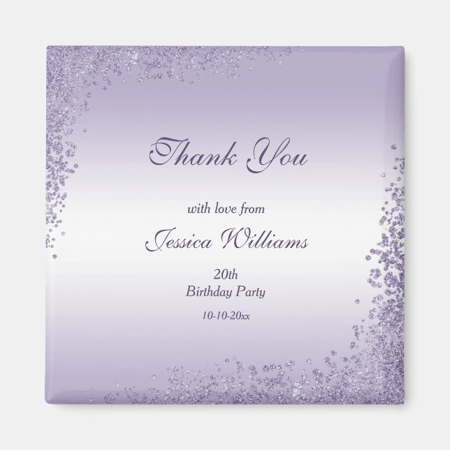 Funkelnd Lila Glitzer Dekoration Geburtstag Magnet (Vorne)