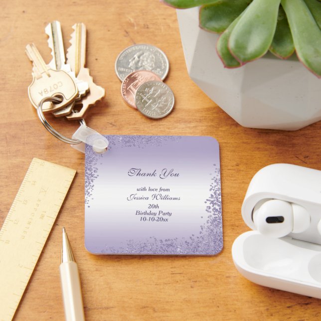 Funkelnd Lila Glitzer Dekoration Geburtstag Schlüsselanhänger (Schreibtisch)