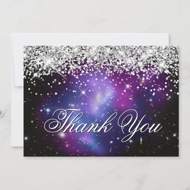 Funkelnd Lila Glitzer Lila HimmelsFoto Dankeskarte (Vorderseite)