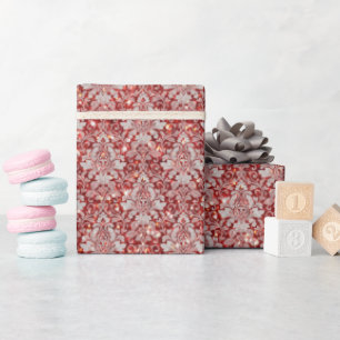 Funkelnd Luxus Damask & Glitzer - Rot Geschenkpapier