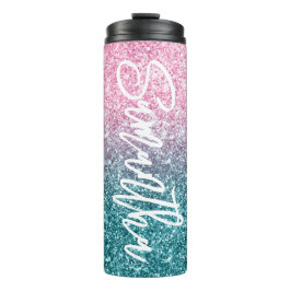 Funkelnd Luxus Light Pink Aquamarin Ombre Glitzer Thermosbecher