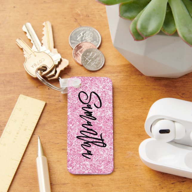 Funkelnd Luxus Light Pink Glitzer Schlüsselanhänger (Schreibtisch)