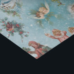 Funkelnd Magical Winter Vintage Christmas Collage Seidenpapier<br><div class="desc">Dieses charmante und nostalgische Urlaubsdesign besticht durch seine nahtlose Winterlandschaft mit eiszeitlichen Skaten-Engeln,  einem himmlischen Chor,  Schneebällchen,  rustikalen Landschaften,  Heiligen,  Winterrobinen und einer warmen Laterne. Der Hintergrund ist himmelblau mit Schnee und weißen Glitzern. Geeignet für Dekodierungs- oder Handwerksprojekte.</div>