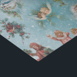 Funkelnd Magical Winter Vintage Christmas Collage Seidenpapier<br><div class="desc">Dieses charmante und nostalgische Urlaubsdesign besticht durch seine nahtlose Winterlandschaft mit eiszeitlichen Skaten-Engeln,  einem himmlischen Chor,  Schneebällchen,  rustikalen Landschaften,  Heiligen,  Winterrobinen und einer warmen Laterne. Der Hintergrund ist himmelblau mit Schnee und weißen Glitzern. Geeignet für Dekodierungs- oder Handwerksprojekte.</div>