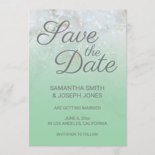 Funkelnd Marmor Mint Green Ombre Save the Date Einladung