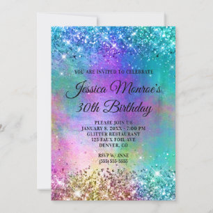 Funkelnd Meerjungfrau Glitzer Foil 30. Geburtstag Einladung