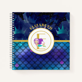 Funkelnd Mermaid-Skalen Einhorn-Horn-Monogramm Notizbuch