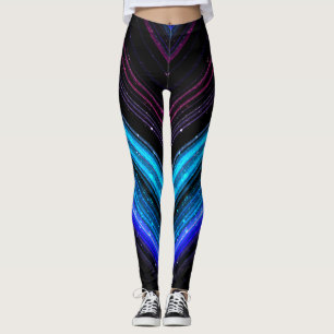 Funkelnd metallische blaue lila Galaxie-Zickzack L Leggings