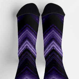 Funkelnd metallische ultraviolette Galaxie Zickzac Socken