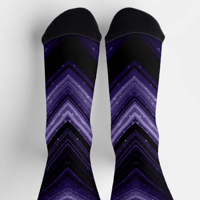 Funkelnd metallische ultraviolette Galaxie Zickzac Socken (Oben)