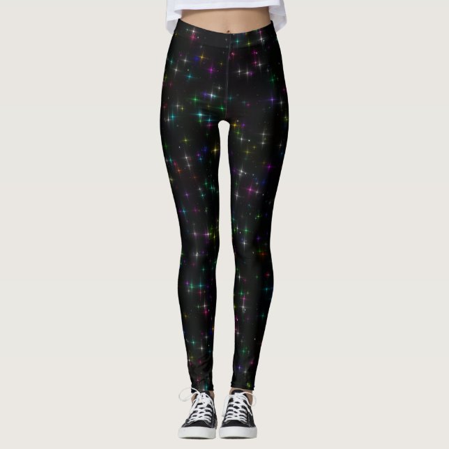 Funkelnd Multicolor-Sterne Leggings (Vorderseite)