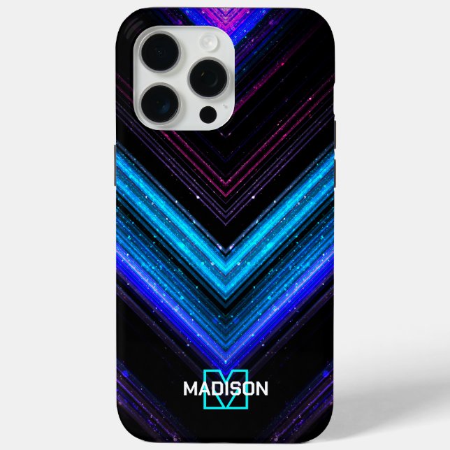 Funkelnd Neonaqua Zickzack Monogram Case-Mate iPhone Hülle (Rückseite)