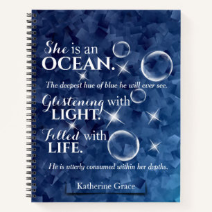 Funkelnd Ocean Blue Romantische Poesie Notizbuch