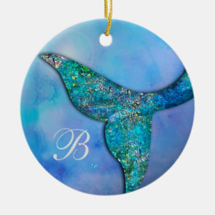 Funkelnd Ocean Mermaid Fin Schwanz Personalisiert Keramik Ornament