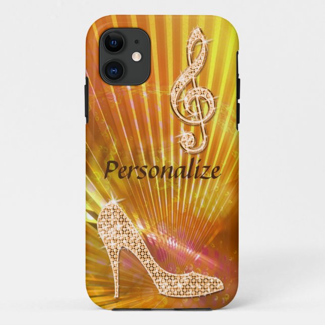 Funkelnd orange Musik-Anmerkung u. Stilett-Ferse Case-Mate iPhone Hülle (Rückseite)
