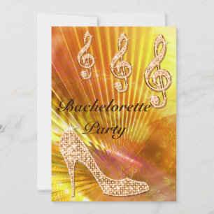 Funkelnd Orange Musiknote/stiletto Bachelorette Einladung