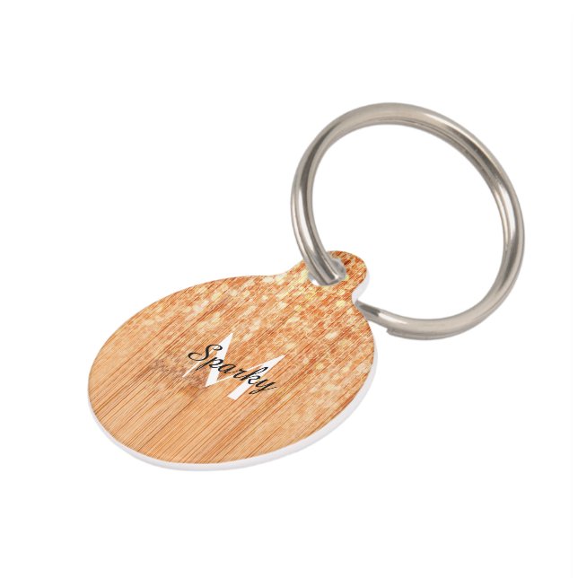 Funkelnd orangefarbener Bambusholzprint Haustiermarke (Seite)