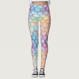 Funkelnd Pastel-Mermaid-Skala Leggings