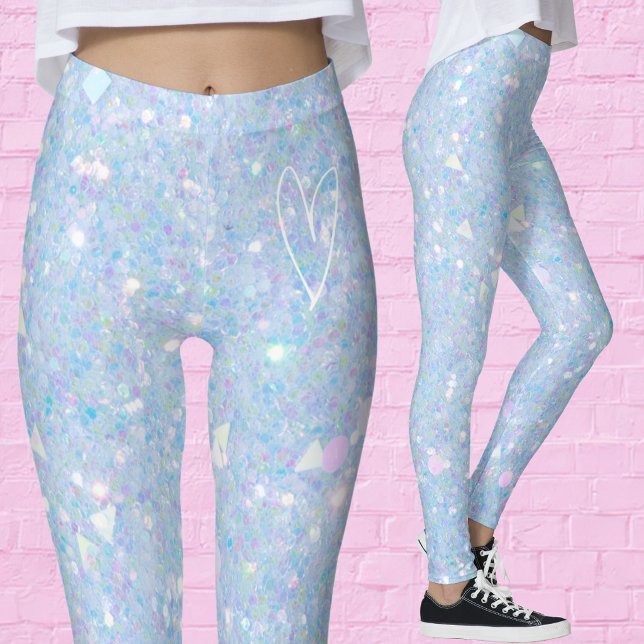 Funkelnd Periwinkle Blue Glitzer Womens Leggings (Von Creator hochgeladen)