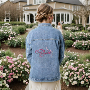 Funkelnd Pink Bride Denim Jacket Jeansjacke