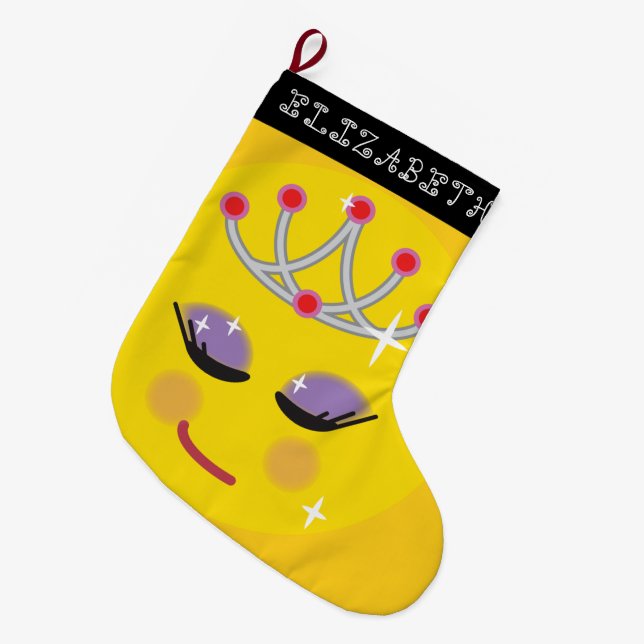 Funkelnd Princess Emoticon Großer Weihnachtsstrumpf (Vorderansicht (hängend))
