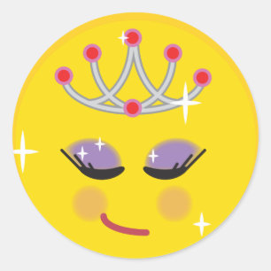 Funkelnd Princess Emoticon Runder Aufkleber