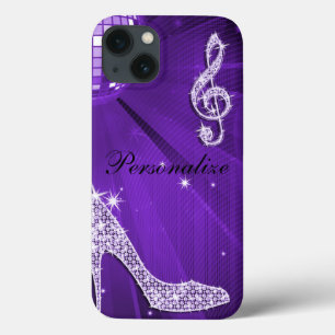 Funkelnd purpurrote lila Musik-Anmerkung u. Case-Mate iPhone Hülle
