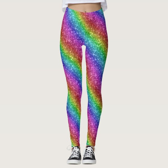 Funkelnd Rainbow-Glitzer Leggings (Vorderseite)
