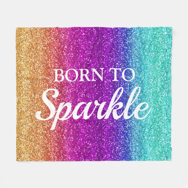 Funkelnd Rainbow-Gradient-Glitzer Geboren zu Spark Fleecedecke (Vorderseite (Horizontal))