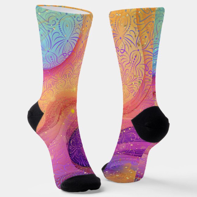 Funkelnd Rainbow Mandala Socken (Gewinkelt)