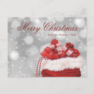 Funkelnd Red Merry Weihnachtsfeiertag Postkarte