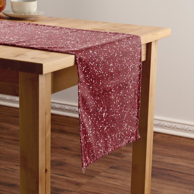 Funkelnd Red & Silver Glitzer Kurzer Tischläufer (Beispiel)