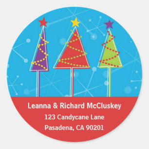 Funkelnd Retro-Bäume Runder Aufkleber