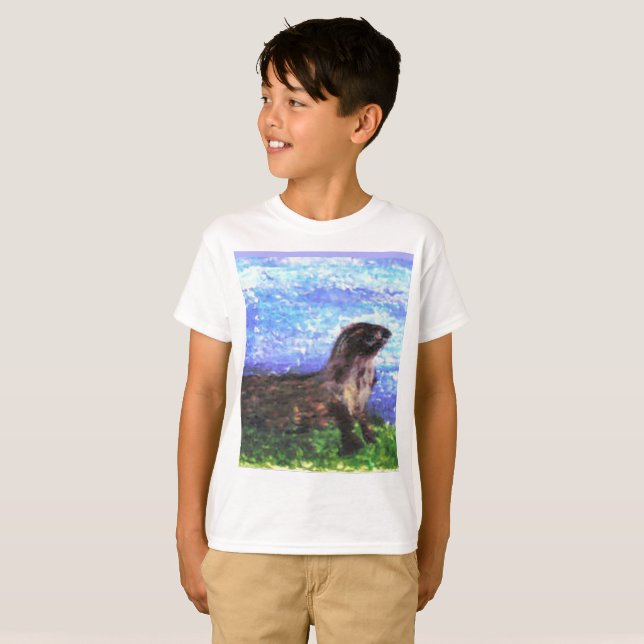 Funkelnd River Otter Art T-Shirt (Vorne ganz)