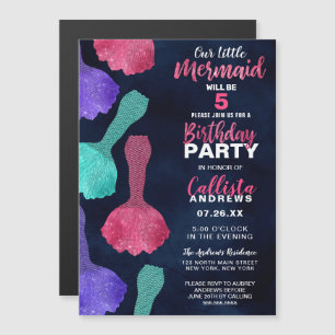 Funkelnd rosa Aquamariner Glitzer Mermaid Schwänze Magneteinladung