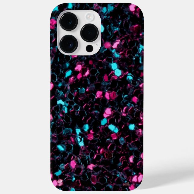 Funkelnd-rosa-blaue Mosaik-Glitzer Glitzern Case-Mate iPhone Hülle (Rückseite)