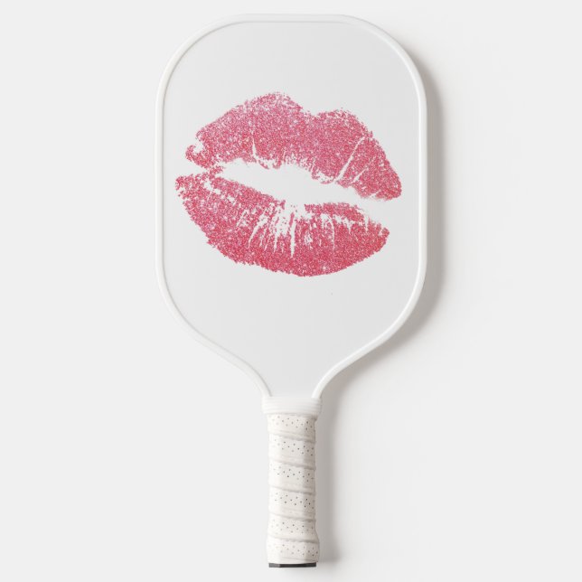 Funkelnd Rosa Lippen Pickleball Schläger (Vorderseite)