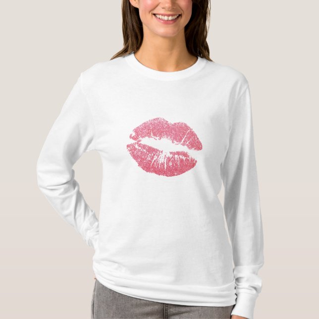 Funkelnd Rosa Lippen T-Shirt (Vorderseite)