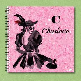 Funkelnd rosa Notebook mit Coquette-Modell Notizbuch