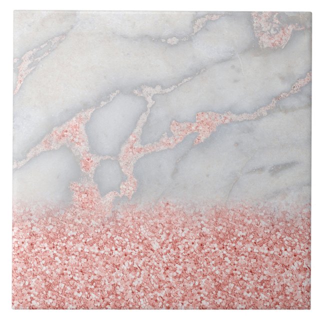 Funkelnd rosa Rosen-GoldBohemischer Marmor Fliese (Vorderseite)