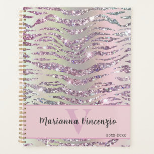 Funkelnd Rosa Tiger Zebra Glitzer Art Planer