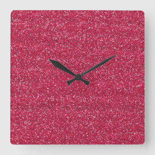 Funkelnd Rosa und Silver Glitzer Quadratische Wanduhr