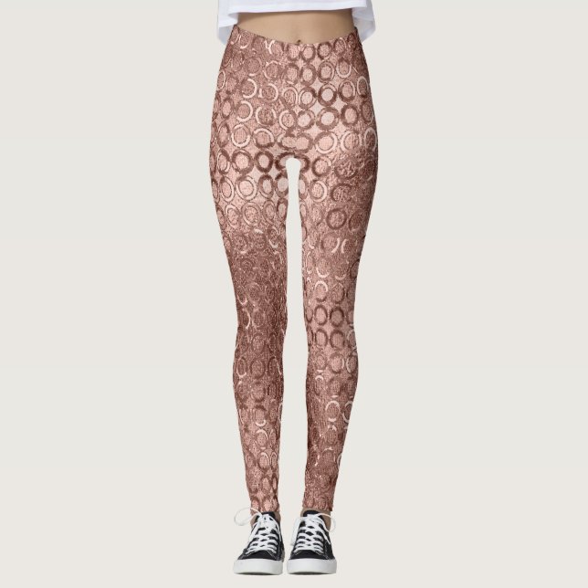 Funkelnd Rose Gold Circles Pink Luxury Sparkon Leggings (Vorderseite)