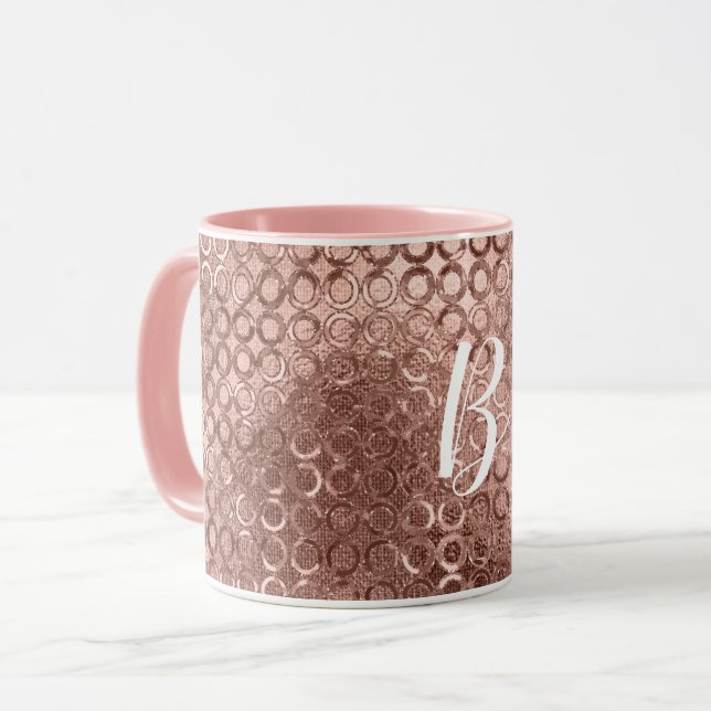 Funkelnd Rose Gold Circles Pink Luxury Sparkon Tasse (Vorderseite Links)