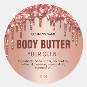 Funkelnd Rose Gold Drill Foil Body Butter Labels Runder Aufkleber